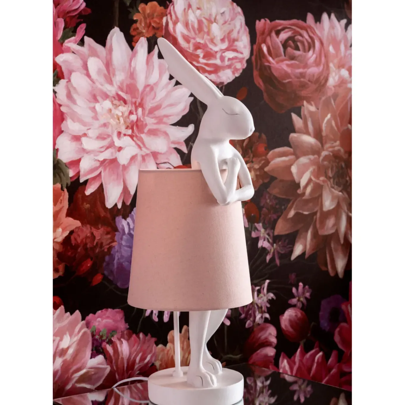 Lampe A Poser Animal Rabbit Blanc/Rose 50Cm