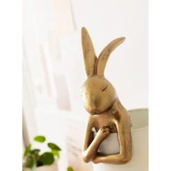 Lampe A Poser Animal Rabbit Dore/Blanc 68Cm