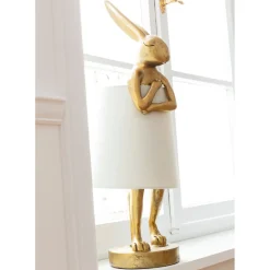 Lampe A Poser Animal Rabbit Dore/Blanc 50Cm