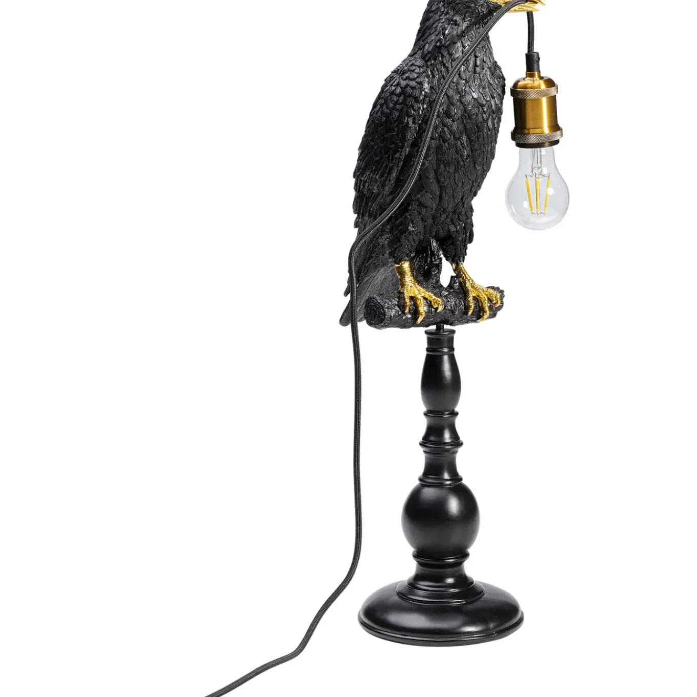 Lampe A Poser Animal Sitting Crow Noir Mat 61Cm