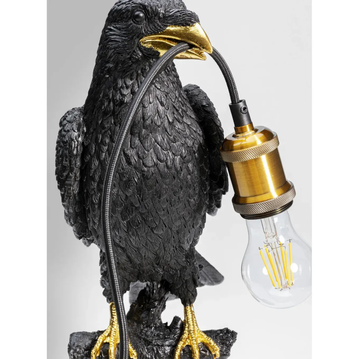 Lampe A Poser Animal Sitting Crow Noir Mat 61Cm