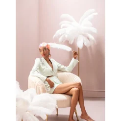Lampe A Poser Feather Palm Blanc 60Cm