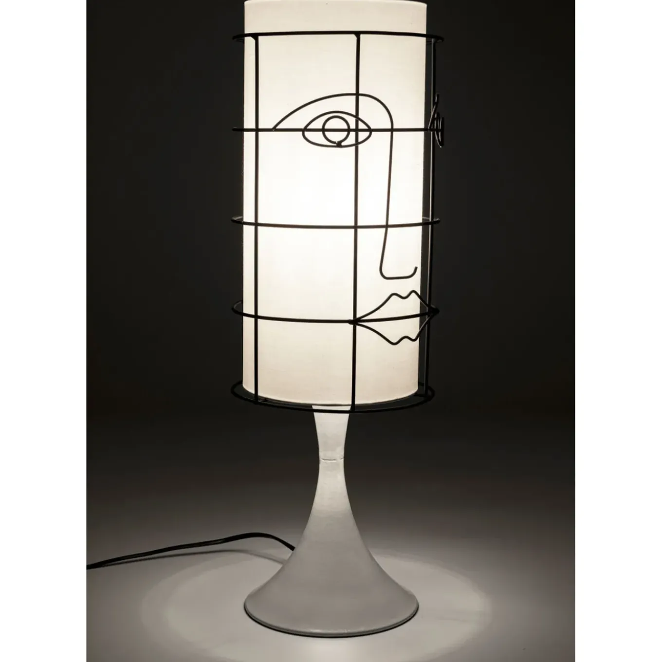 Lampe A Poser Grid Face Blanc 60Cm