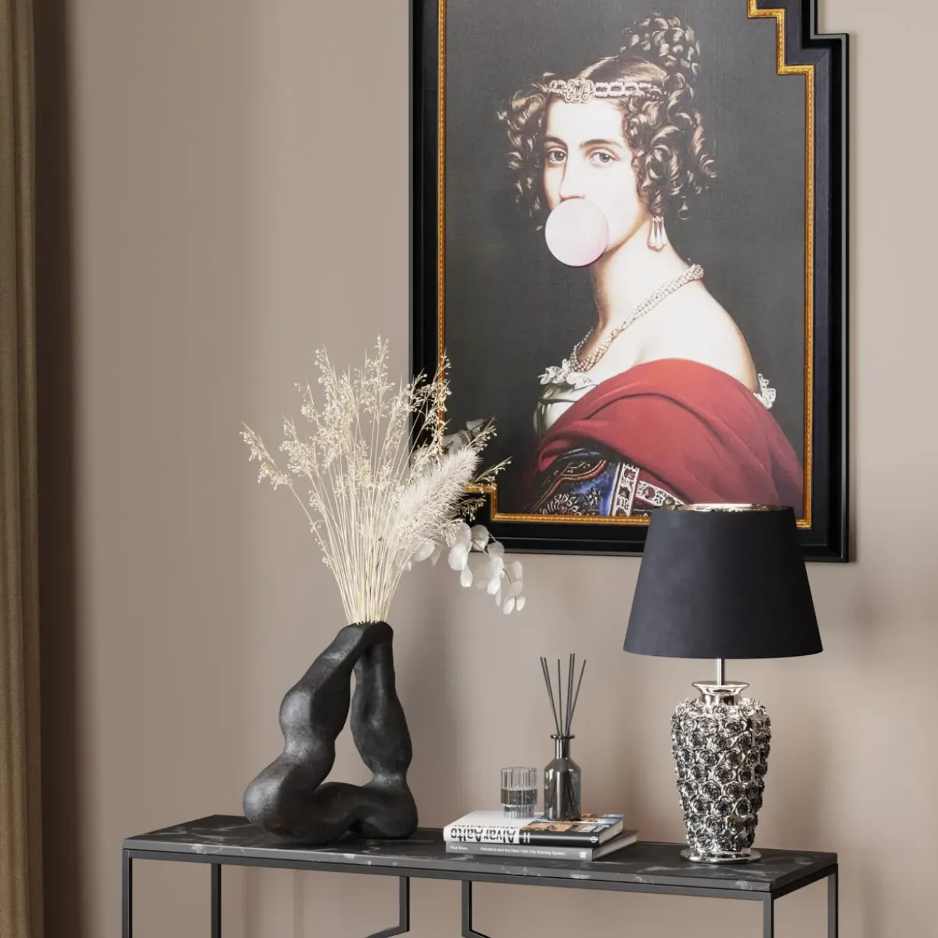Lampe A Poser Rose Argente´ 57Cm