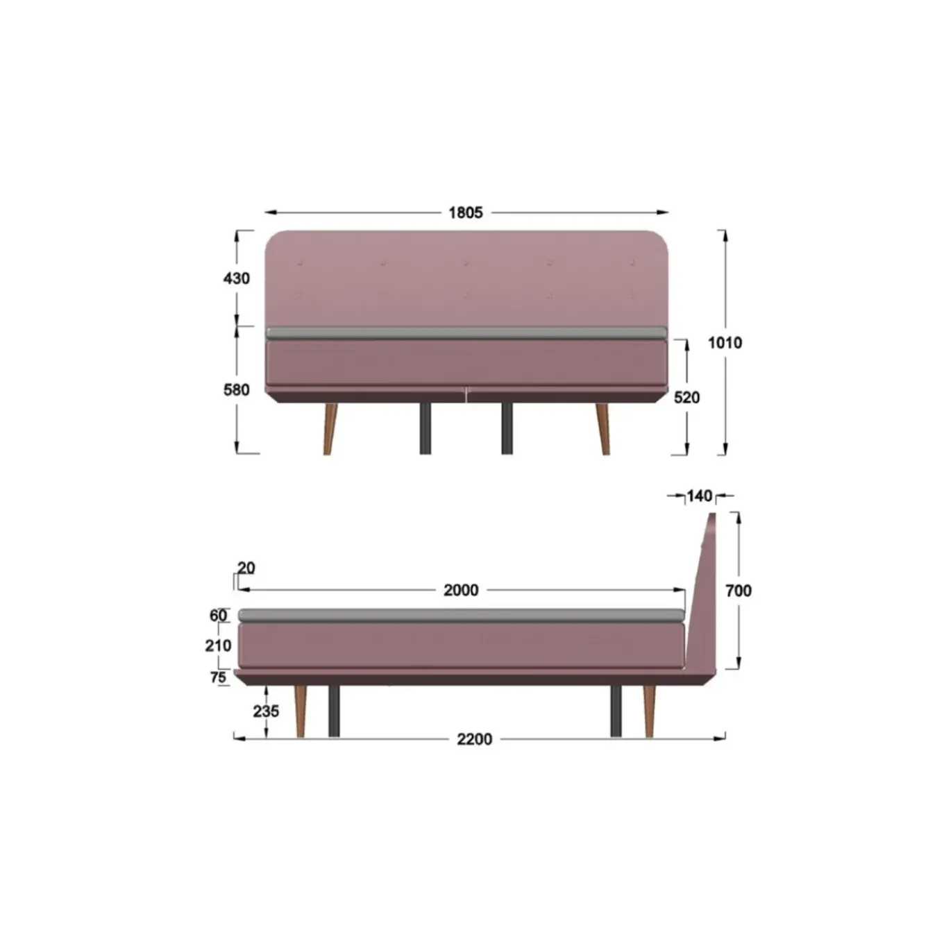 Lit Boxspring Luna Bleu 180X200