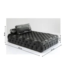 Lit D Appoint Bottone Velours Gris