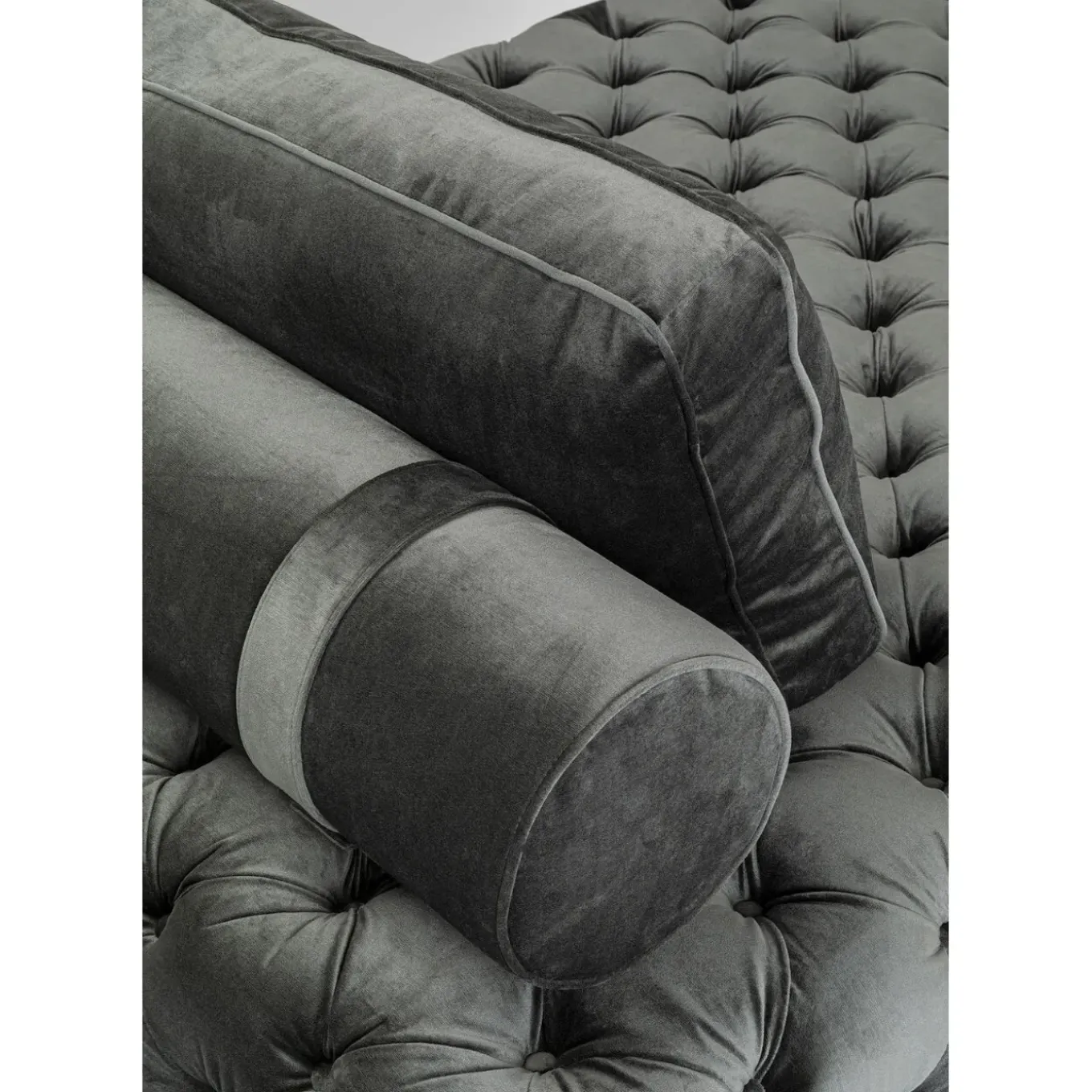 Lit D Appoint Bottone Velours Gris