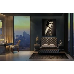 Lit Desire Haut Gris Argente 160X200Cm