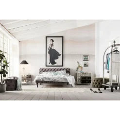 Lit Desire Velours Gris 180X200 Cm