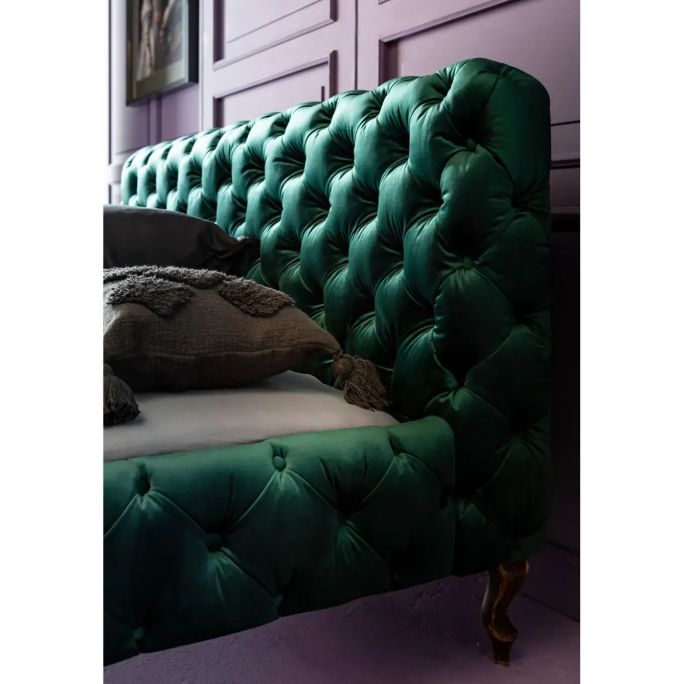 Lit Desire Velours Vert 180X200Cm