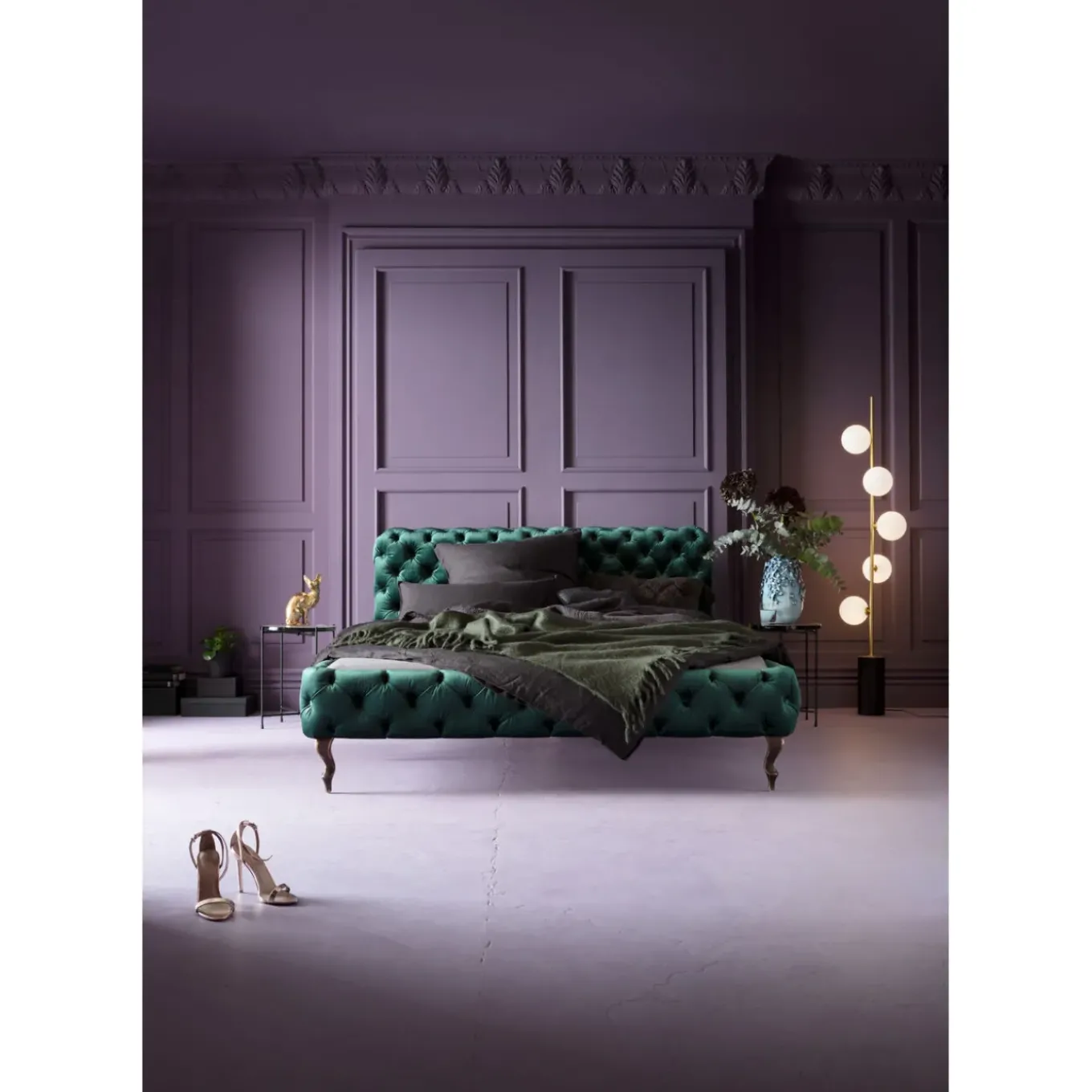 Lit Desire Velours Vert 160X200Cm