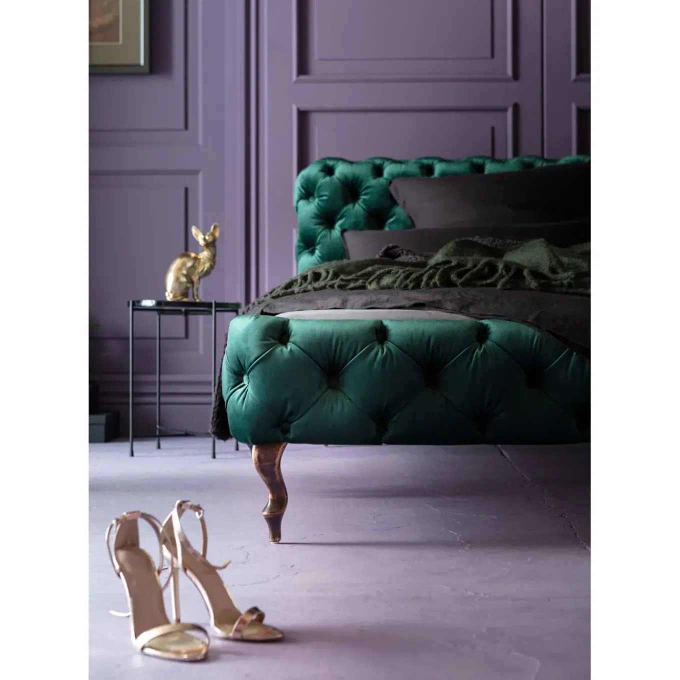 Lit Desire Velours Vert 160X200Cm