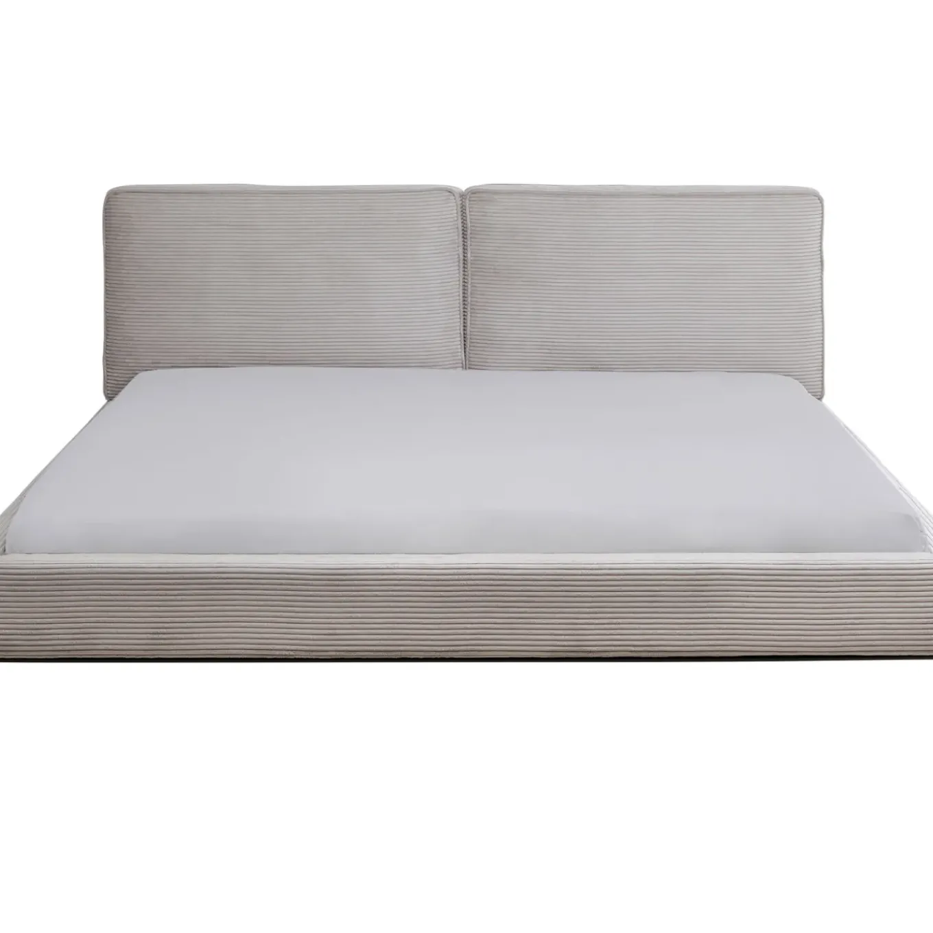 Lit East Side Velours Cotele Gris 180X200Cm