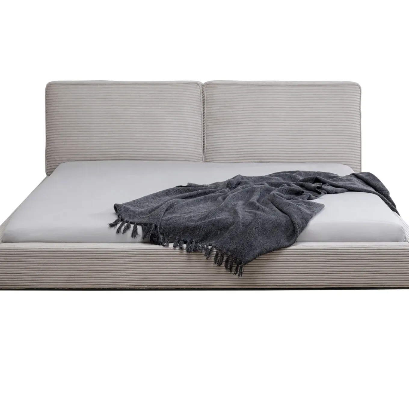 Lit East Side Velours Cotele Gris 180X200Cm