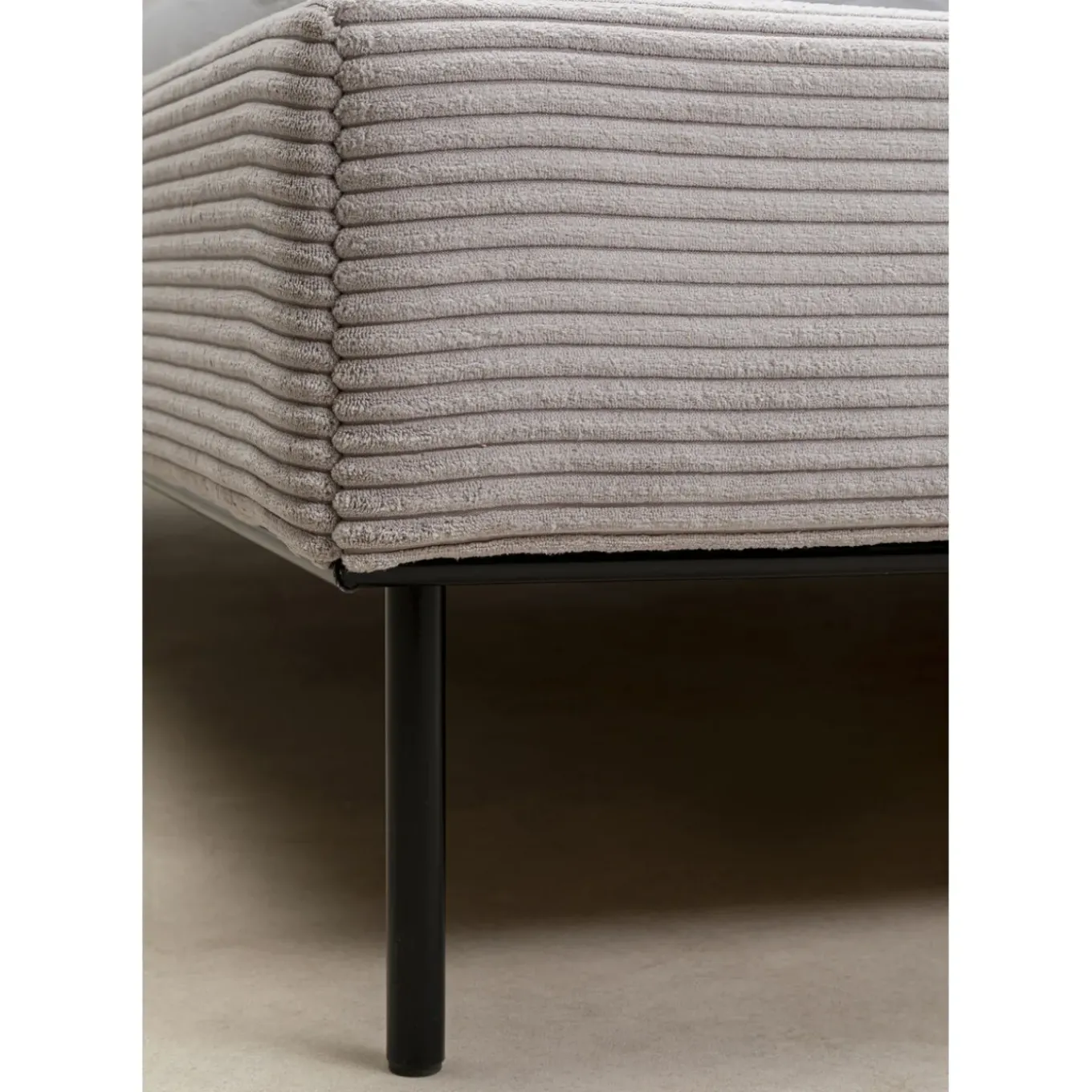 Lit East Side Velours Cotele Gris 180X200Cm
