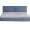 Lit East Side Velours Cotele Bleu 180X200Cm
