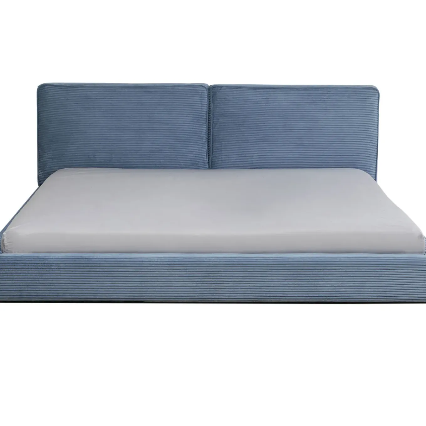 Lit East Side Velours Cotele Bleu 180X200Cm