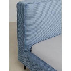 Lit East Side Velours Cotele Bleu 180X200Cm