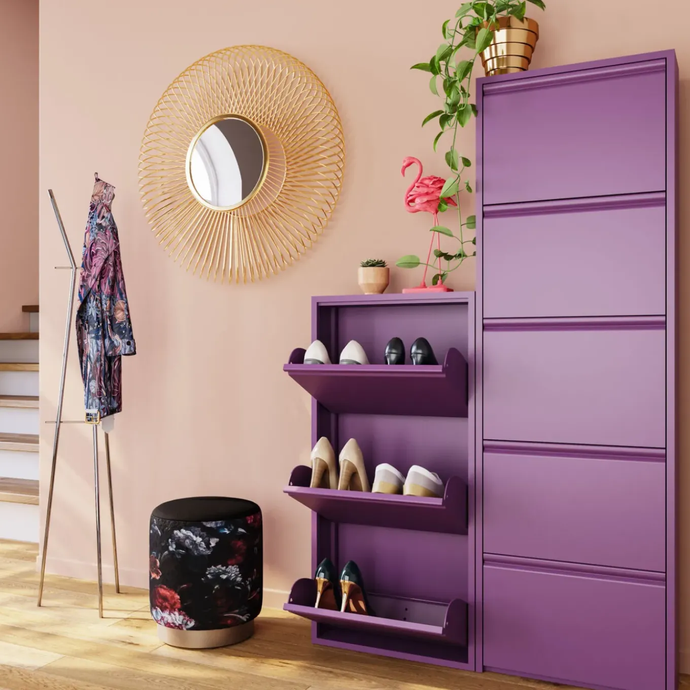 Meuble À Chaussures Caruso 5 Violet (Mo)