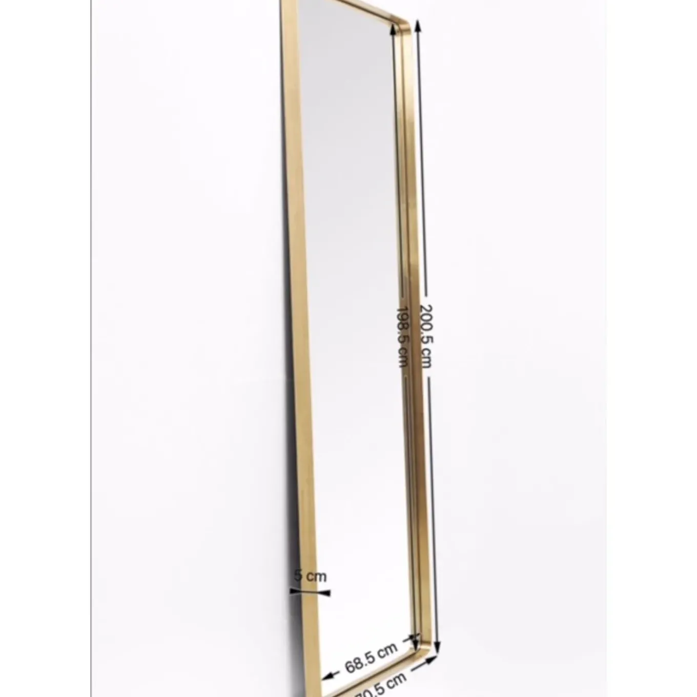 Miroir Curve Rectangulaire Laiton 70X200Cm