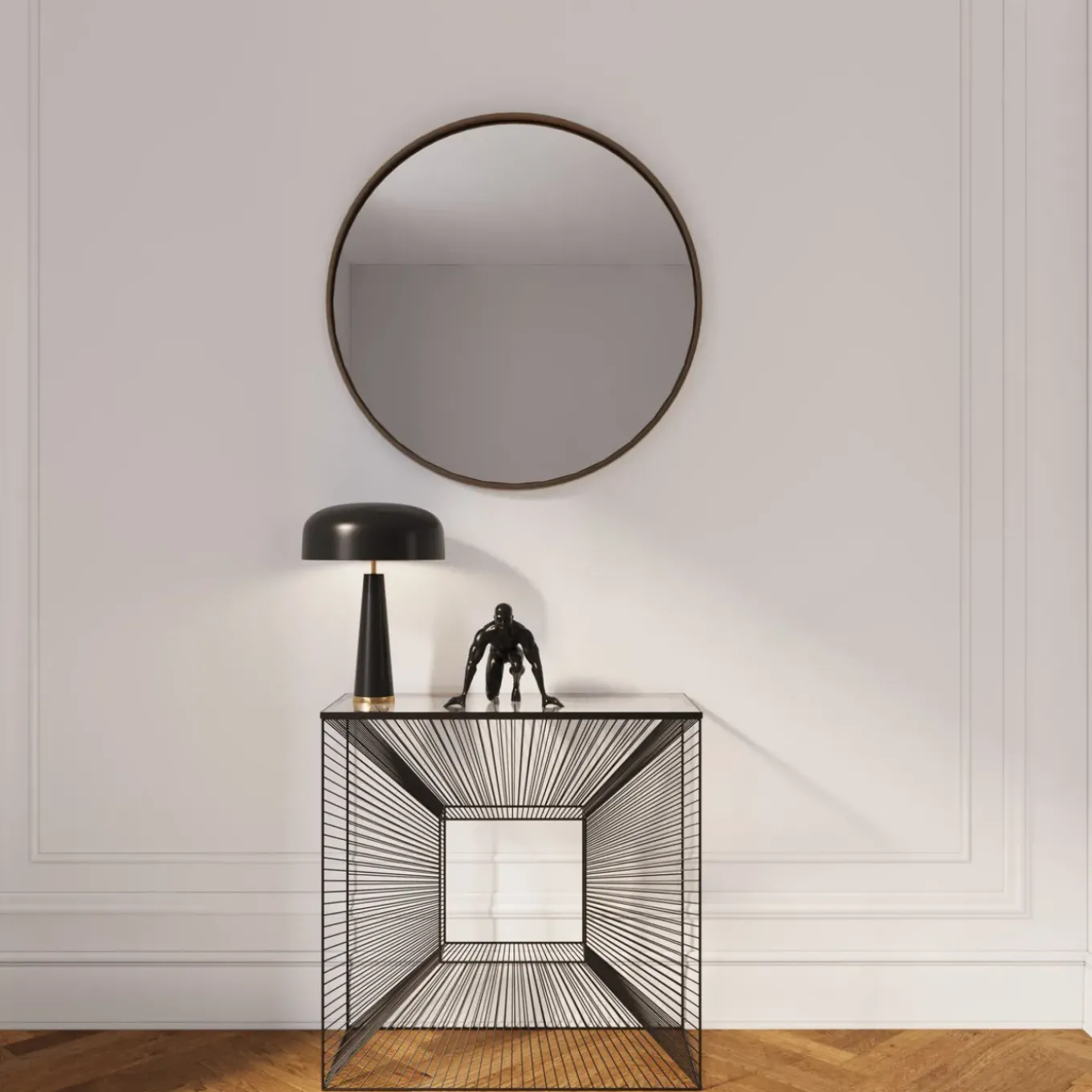 Miroir Curve Rond Acier Nature O100Cm