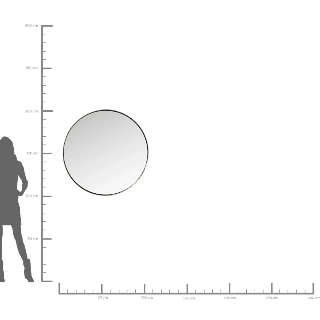 Miroir Curve Rond Acier Nature O100Cm