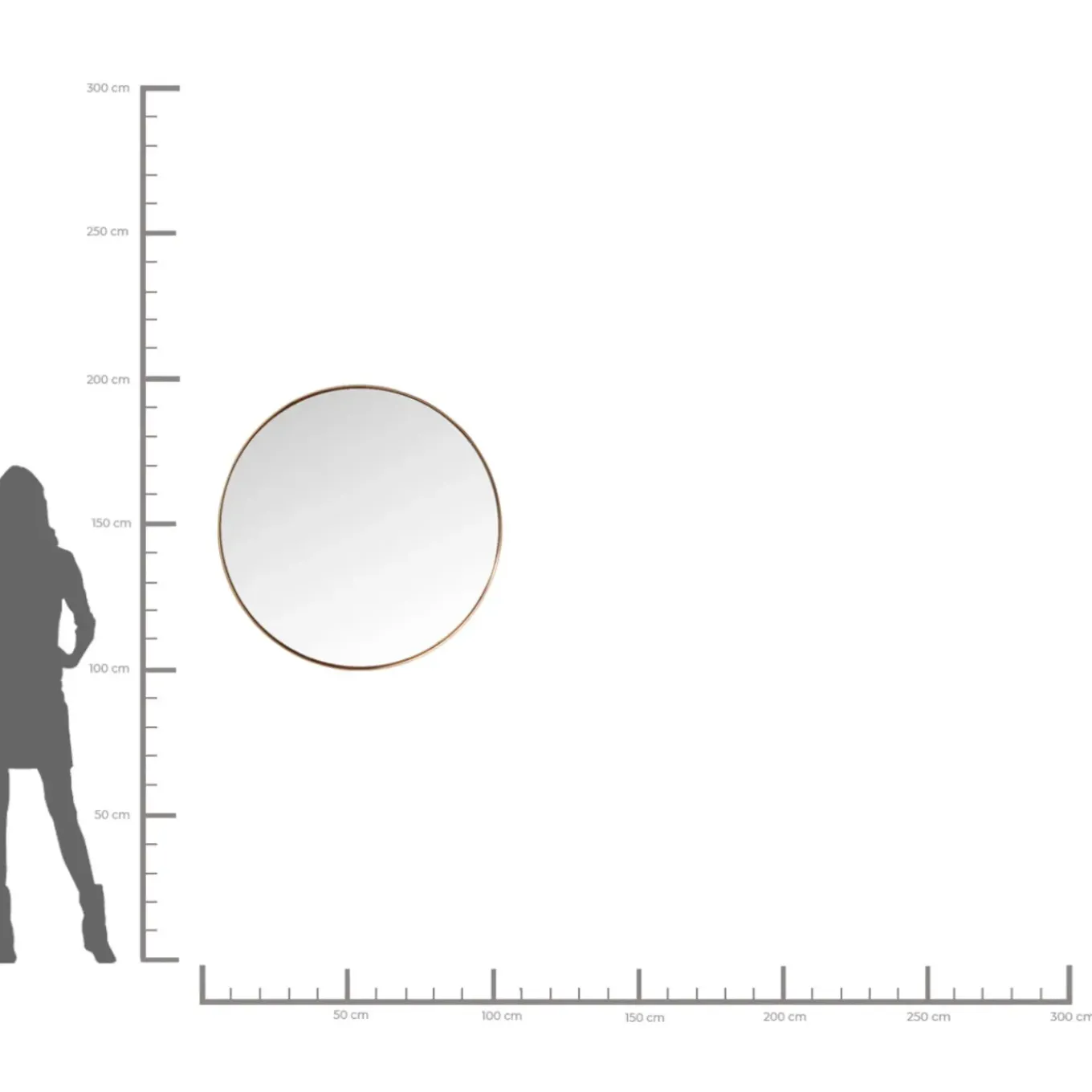 Miroir Curve Rond Cuivre O100Cm