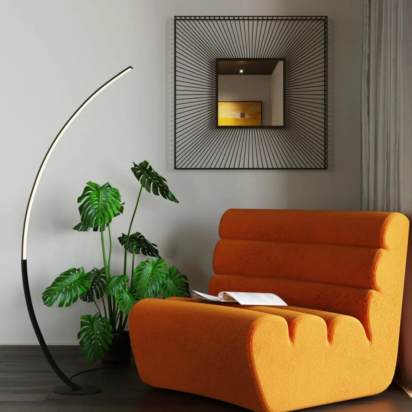 Miroir Dimension Carre Noir 91X91Cm