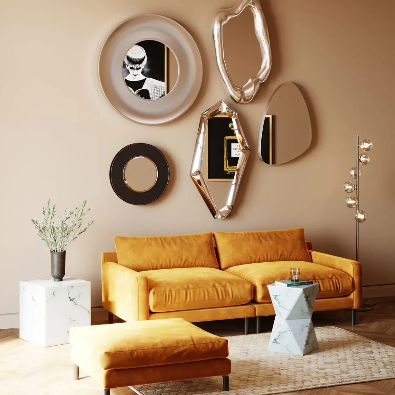 Miroir Mural Planet Argente O108Cm