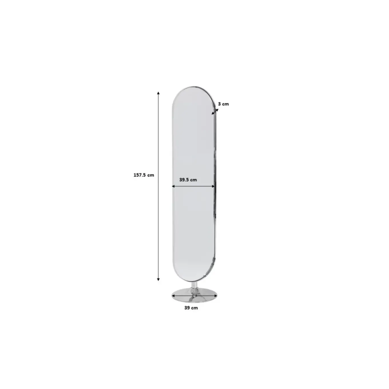 Miroir Sur Pied Curvy Acier Poli 40X170Cm