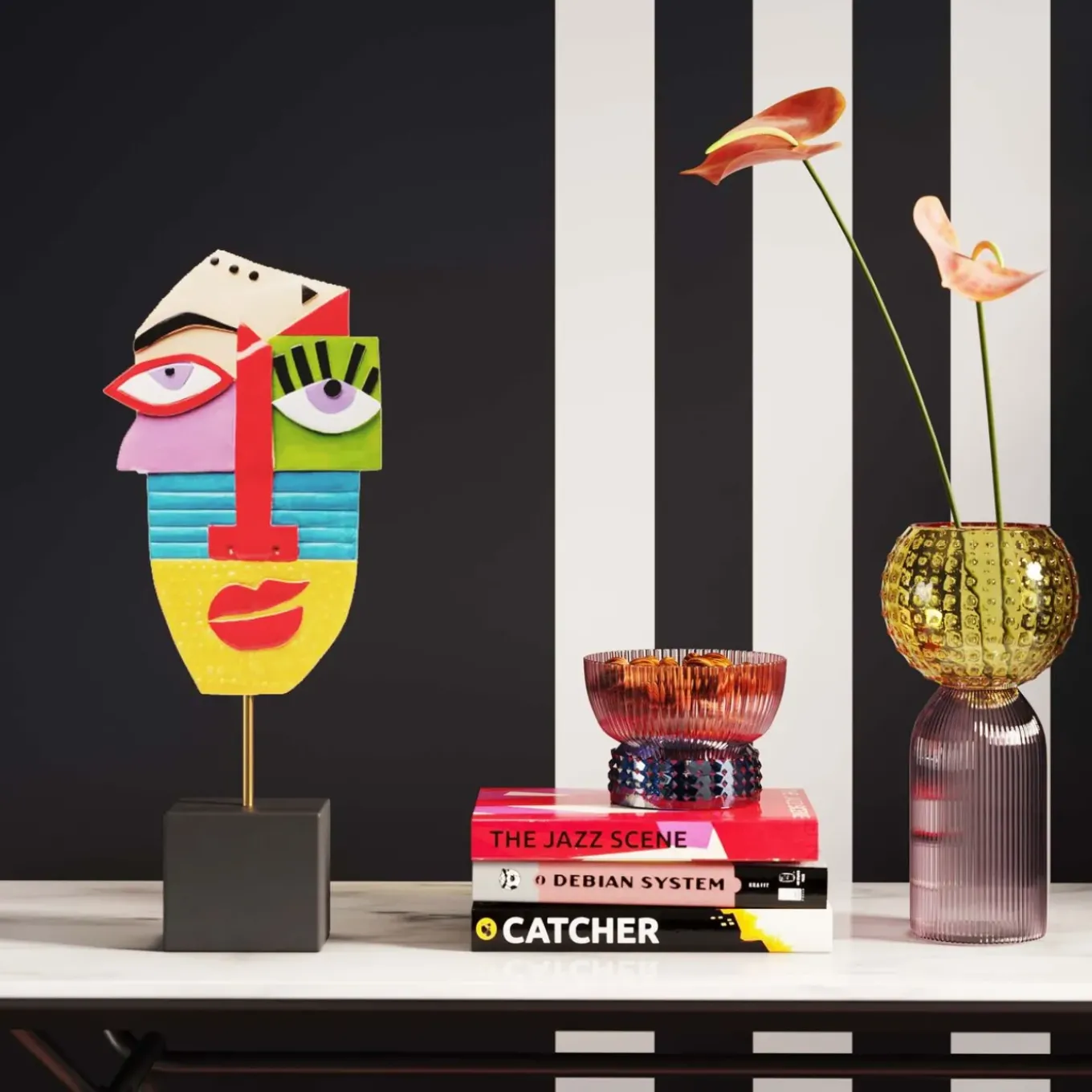 Objet Décoratif Abstract Face Multicolour 52