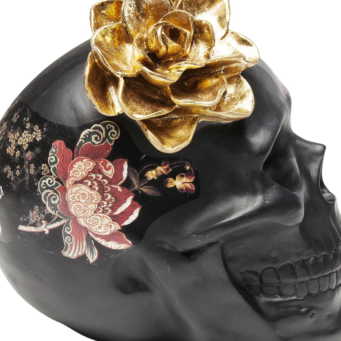 Objet Décoratif Flower Skull 22Cm