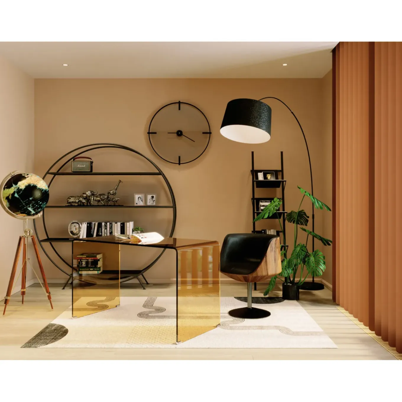 Objet Décoratif Globe Earth Noir