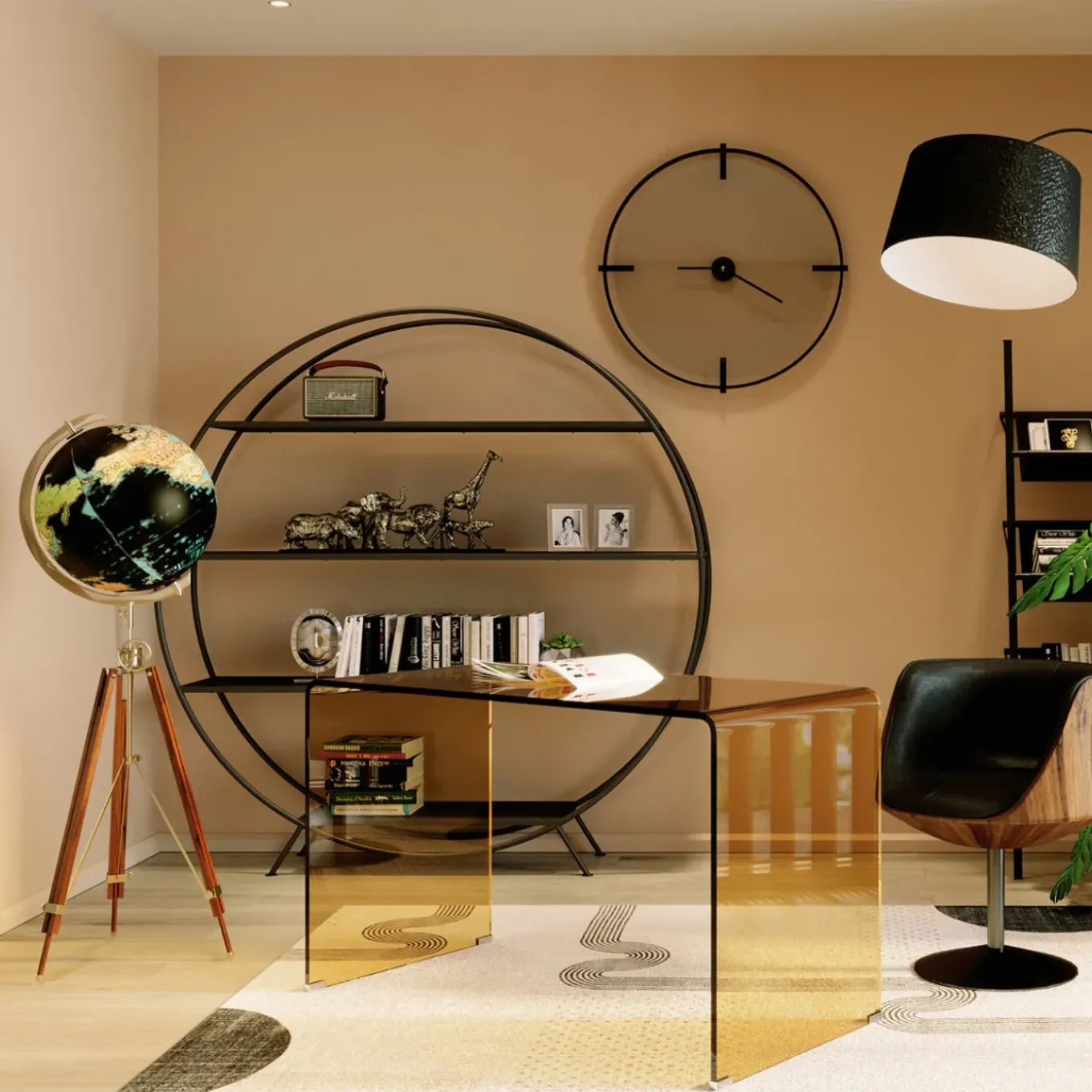 Objet Décoratif Globe Earth Noir