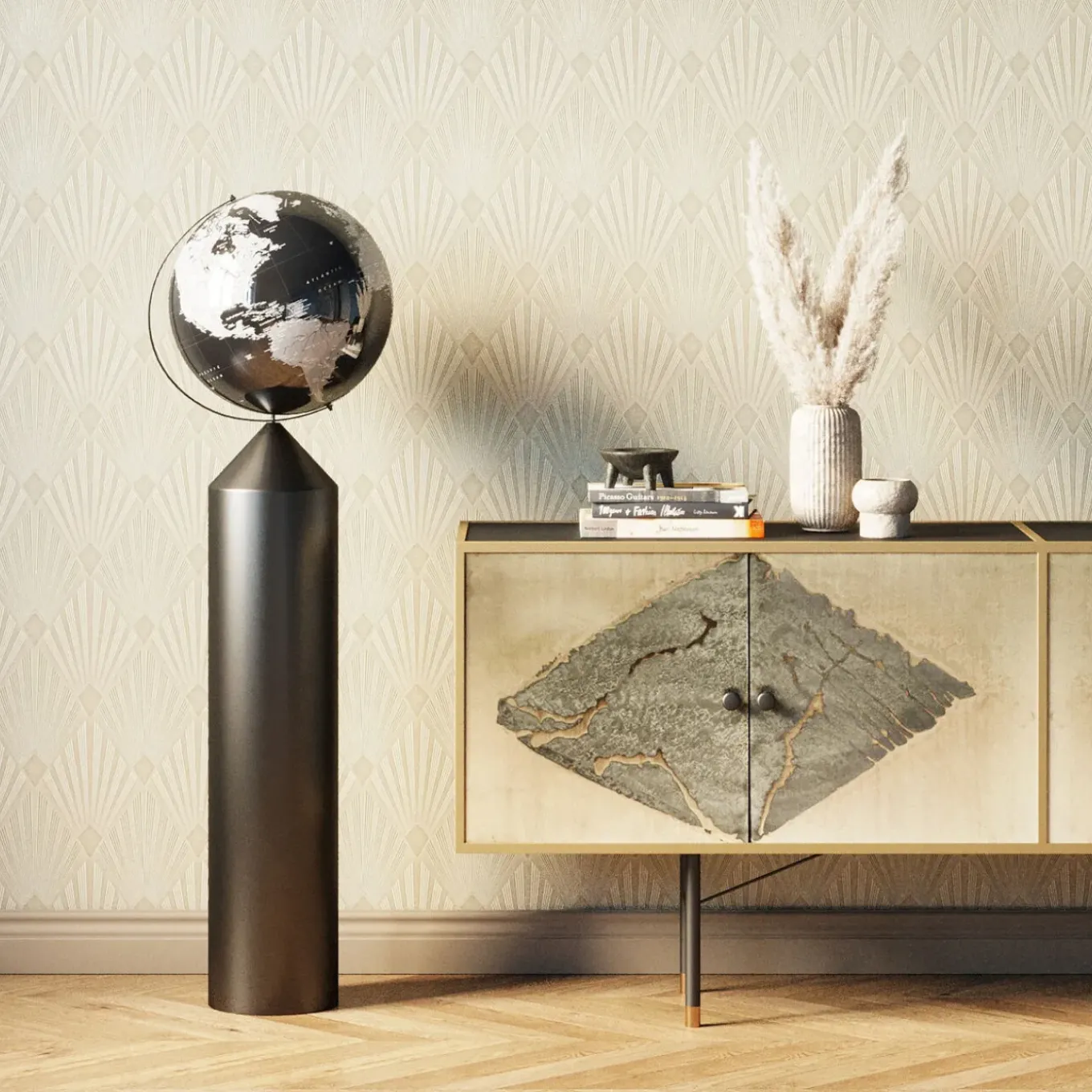 Objet Décoratif Globe Top Noir 132Cm