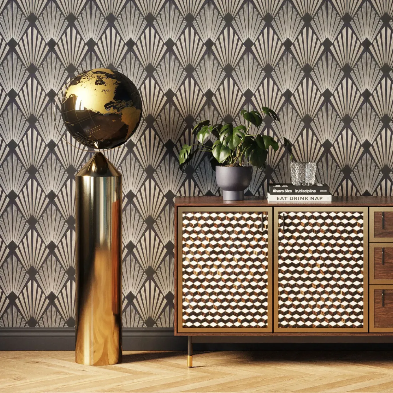 Objet Décoratif Globe Top Dore 132Cm