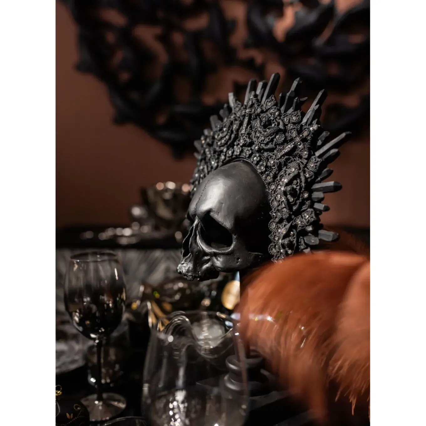 Objet Décoratif King Skull Noir 49Cm