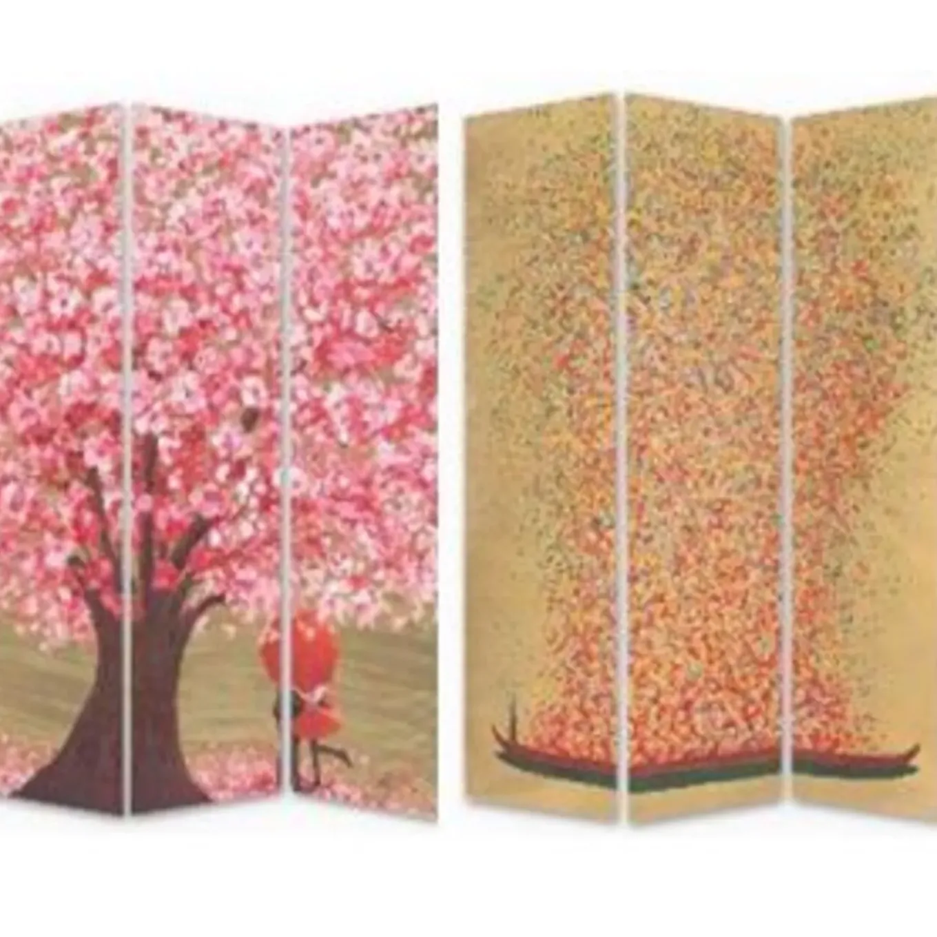 Paravent Flower Couple Vs Flower Boat 120X180