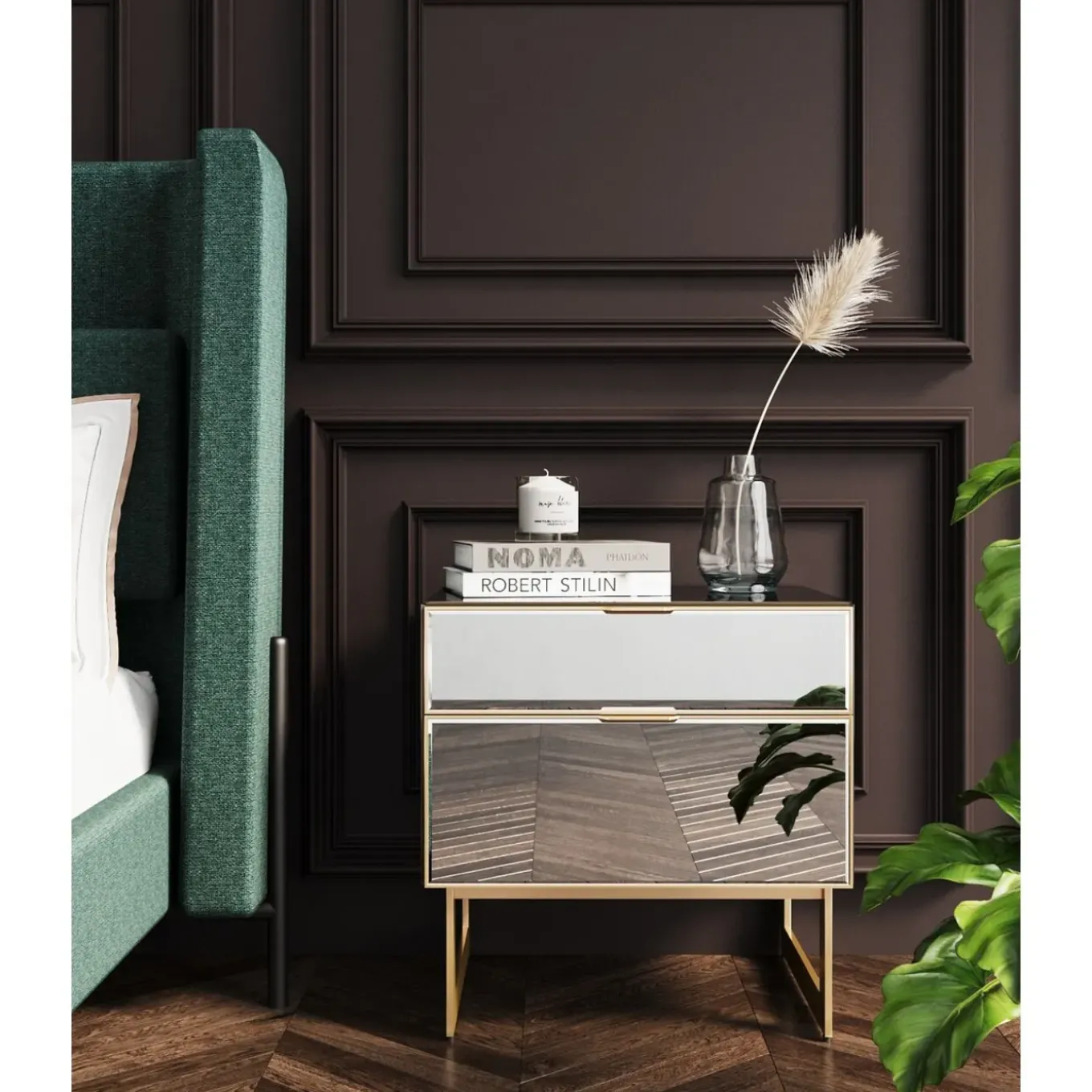 Petite Commode Soran Dore 49X50Cm