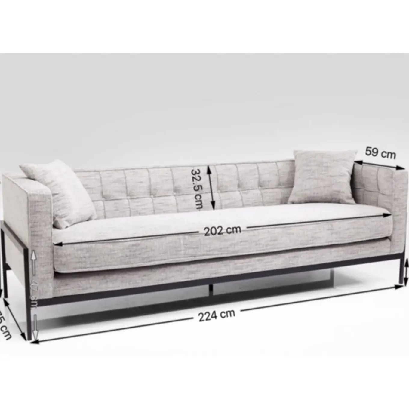 Sofa Loft 3-Places Salt & Pepper