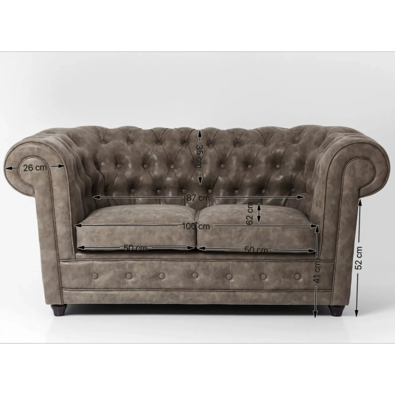 Sofa Oxford 2 Places Vintage Smart