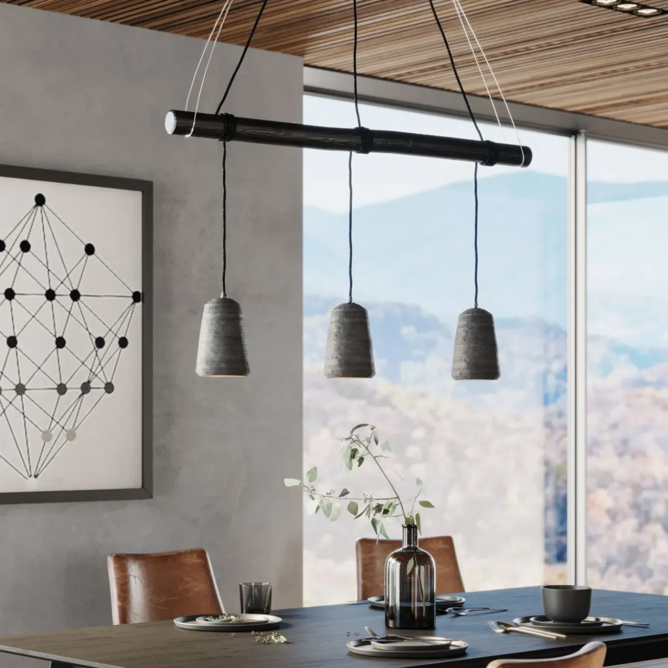 Suspension Dining Concrete Noir Tre