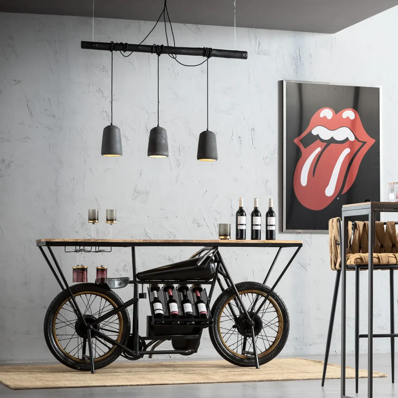 Suspension Dining Concrete Noir Tre