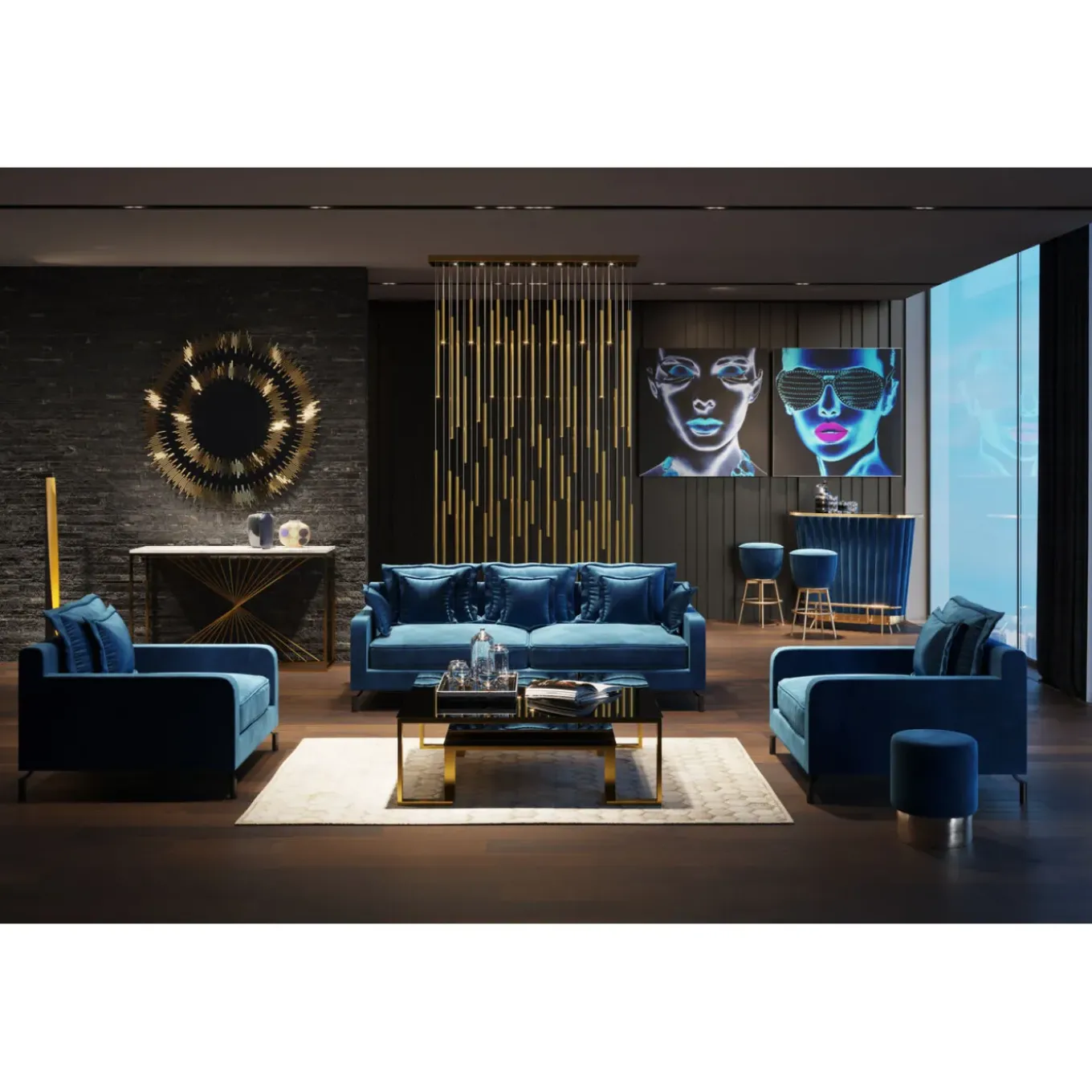Suspension Living Vegas Deluxe Laiton Led