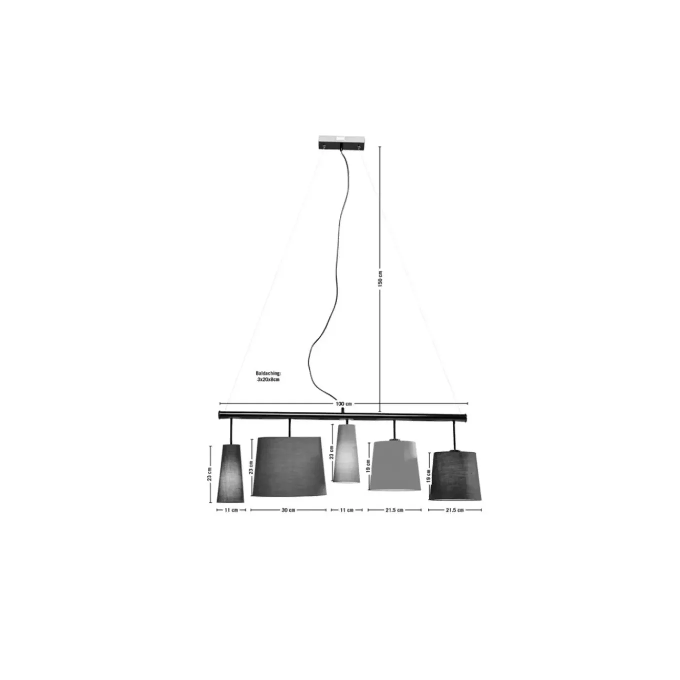 Suspension Parecchi Noire 100Cm
