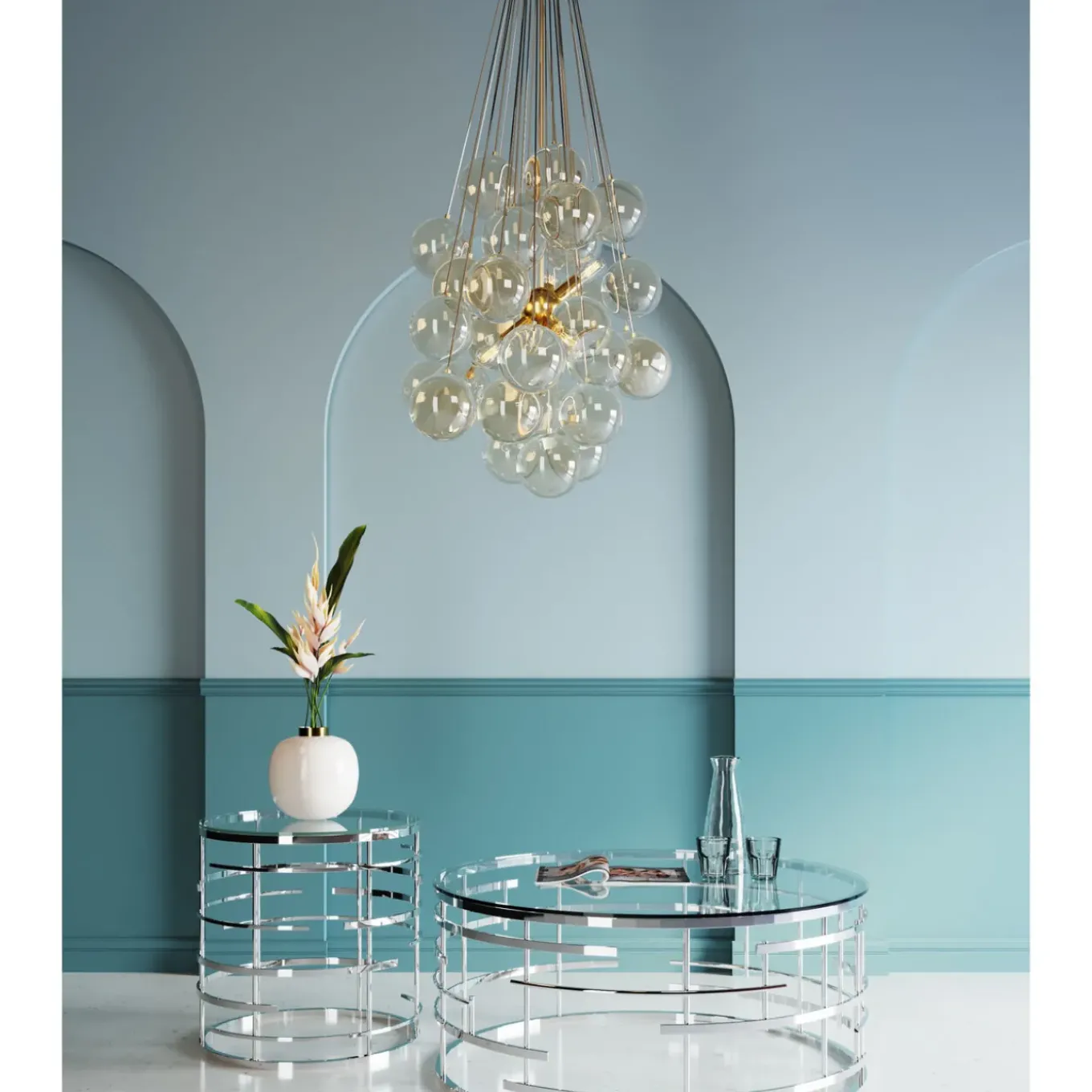 Suspension Snowballs Ambre O50Cm