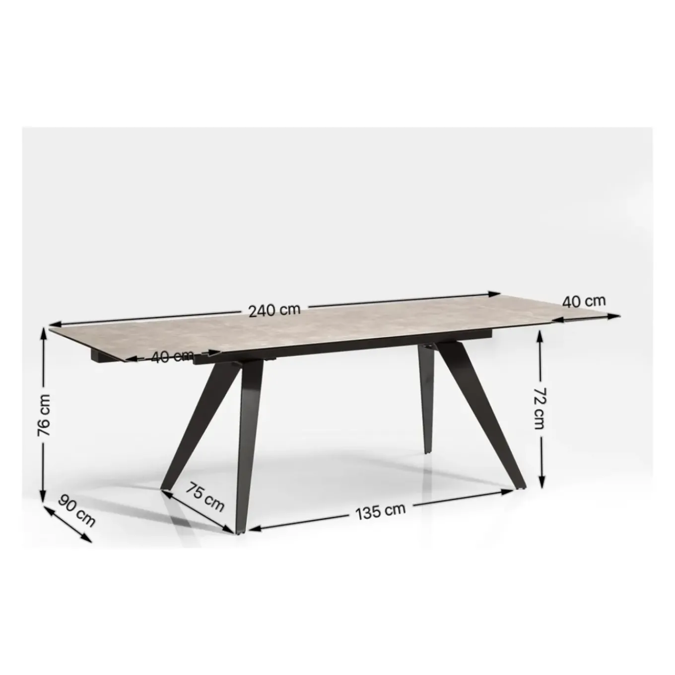 Table A Rallonges Amsterdam Look Marbre 160(40+40)