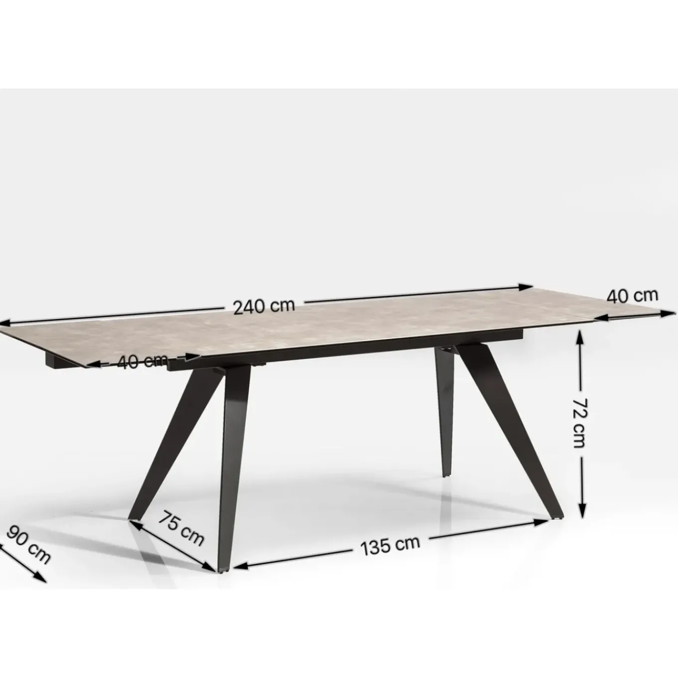 Table A Rallonges Amsterdam Fonce 160/40+40)X90Cm