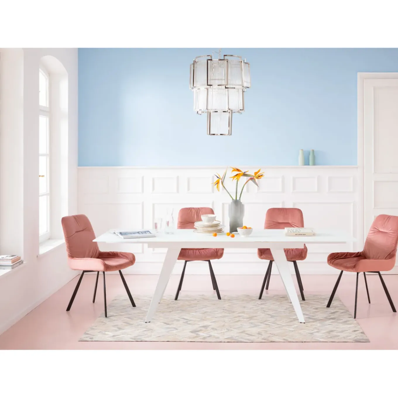 Table A Rallonges Amsterdam Blanc 160(40X40)X90