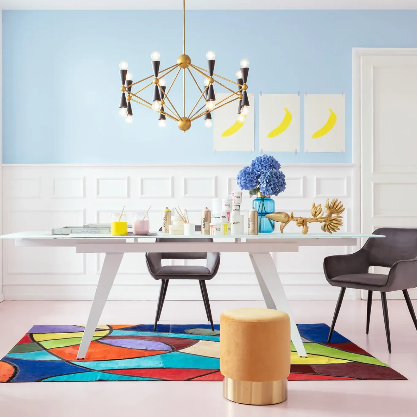 Table A Rallonges Amsterdam Blanc 160(40X40)X90